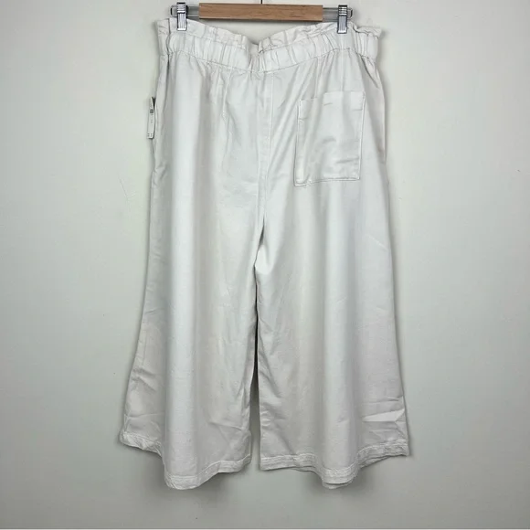 Anthropologie Pilcro High-Rise Cropped Wide Leg Paperbag Jeans Cream XL - Picture 6 of 11